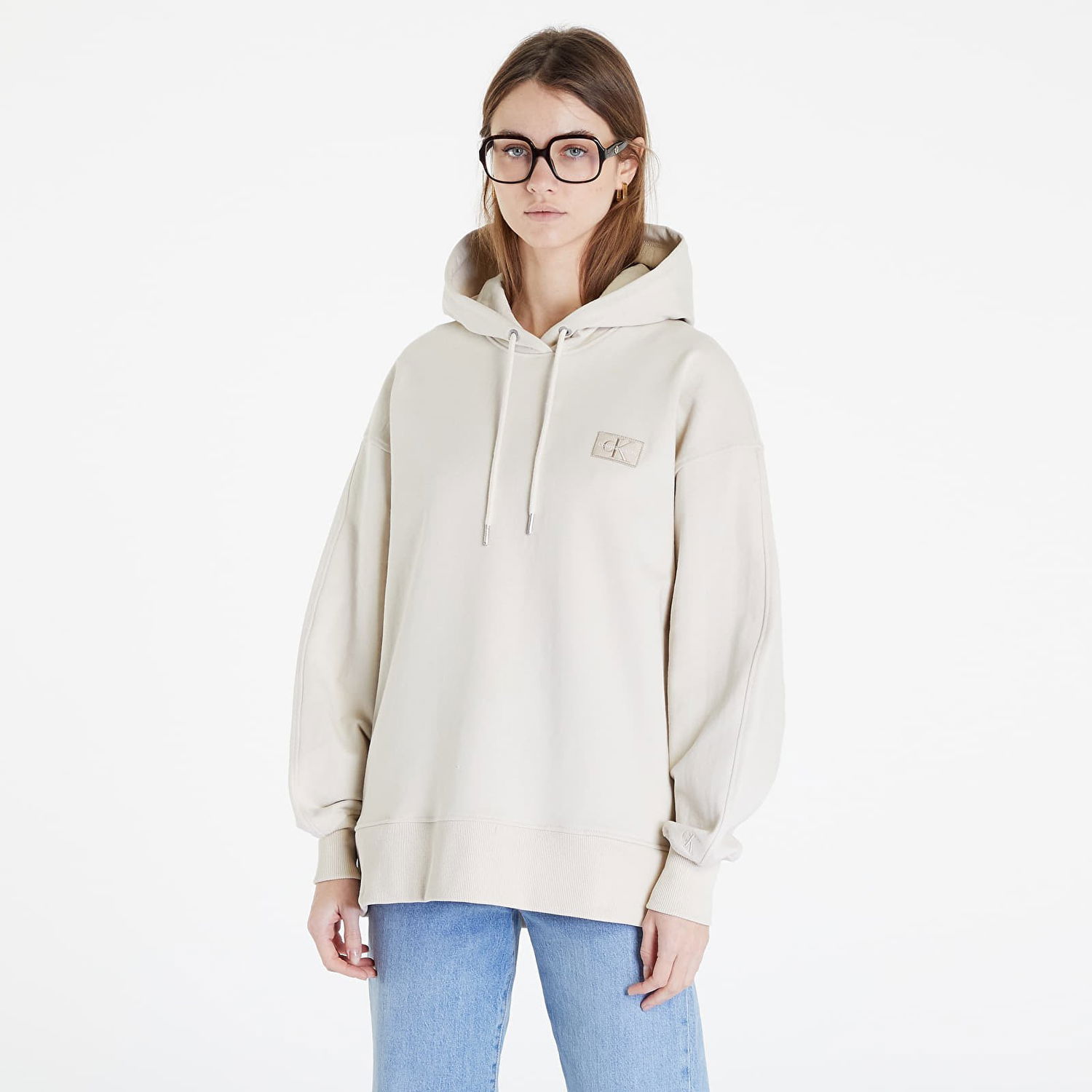 Pulover CALVIN KLEIN Badge Oversized Hoodie Bež | J20J219754 ACF, 0