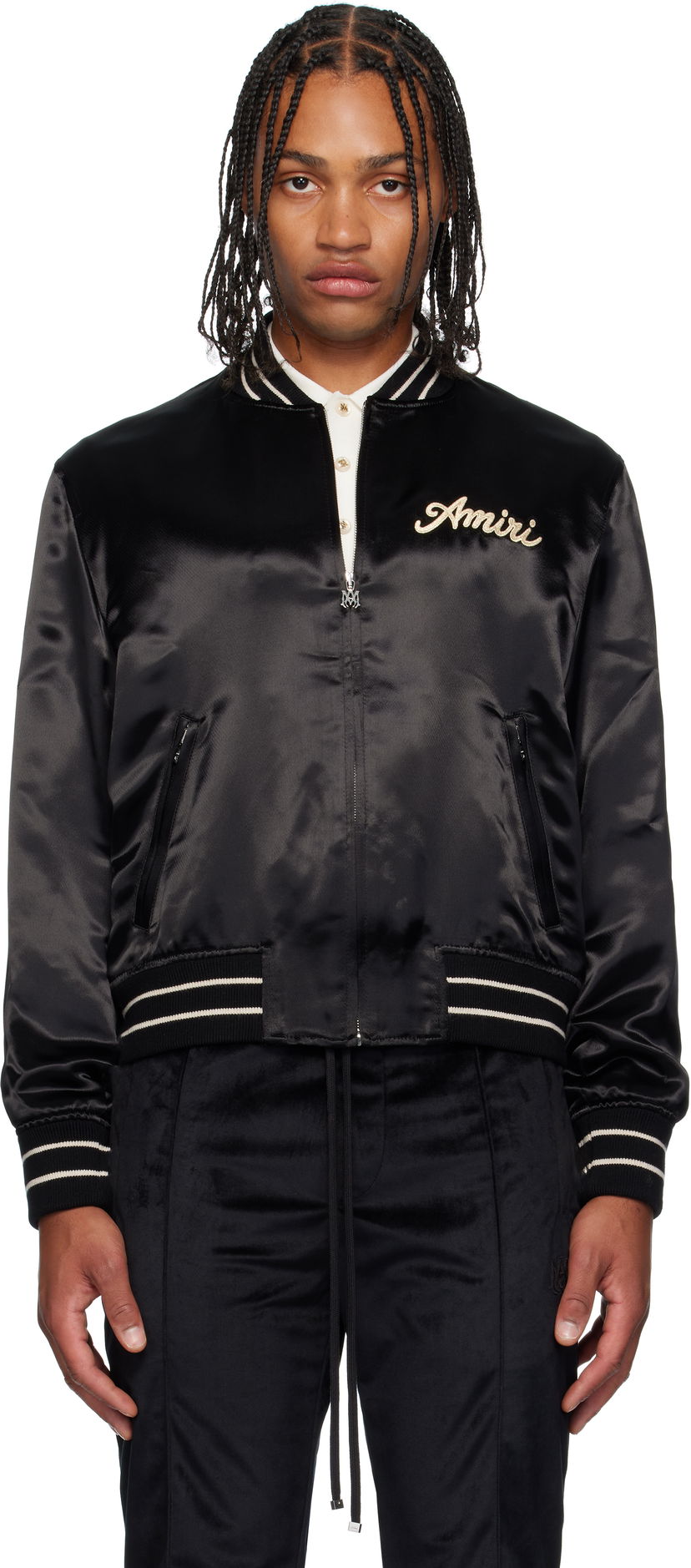 Bomber jakna AMIRI Amiri 'Club Amiri' Satin Bomber Jacket Črna | AMOUBB1056