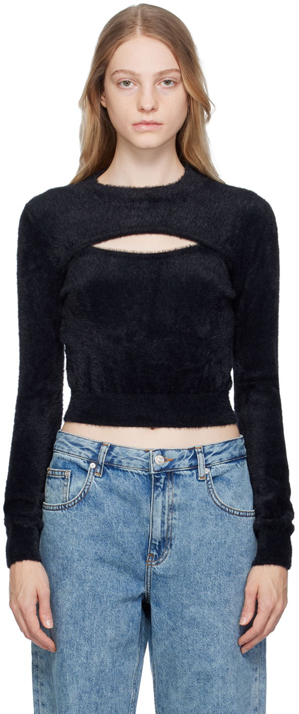 Pleteni pulover Moschino Moschino Jeans Cutout Sweater Črna | 936 8703