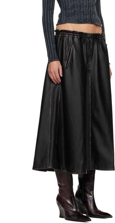 Krila Diesel O-Blivion Drawstring Faux-Leather Midi Skirt Črna | A18387 0LHBE, 1