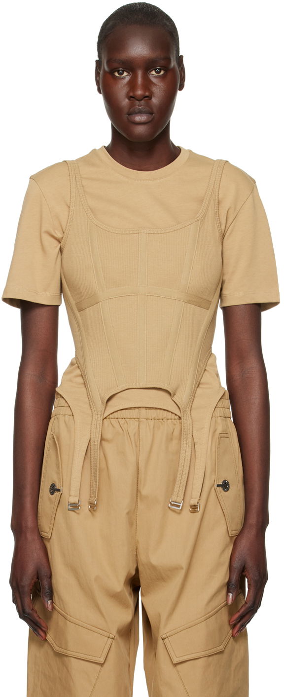 Majica brez rokavov Dion Lee Combat Corset Tank Top Bež | C3095R23, 0