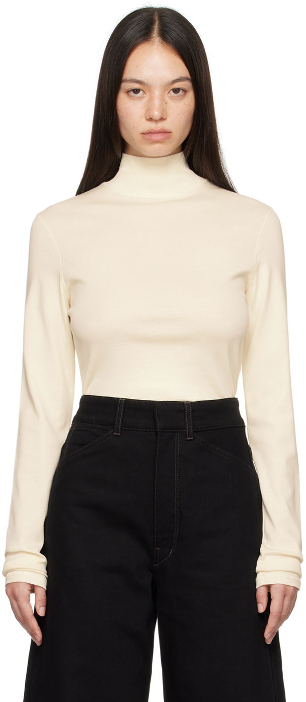 Pleteni pulover LEMAIRE Lemaire Ribbed Turtleneck Top Bež | TO1148 LJ1016