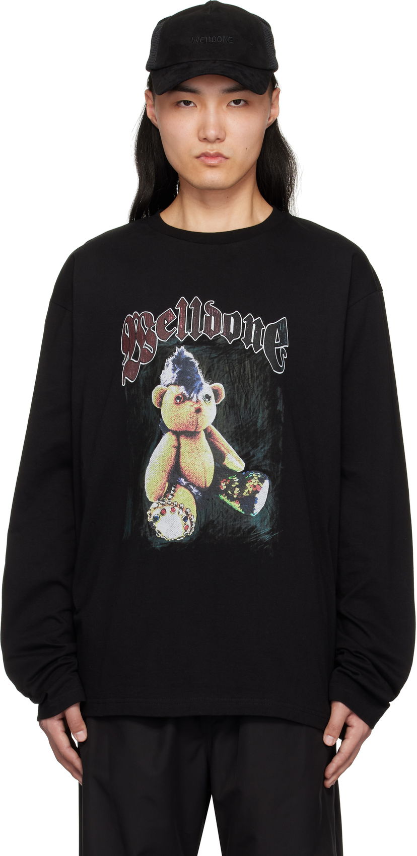 Majica We11done We11done Punk Teddy Graphic Long Sleeve T-Shirt Črna | WD-TT0-25-748-U-BK