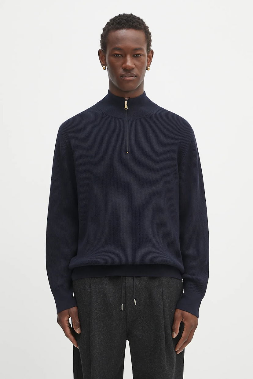 Pleteni pulover Paul Smith Paul Smith Half Zip Knit Sweater Mornarica | M1R.534Z.T02763