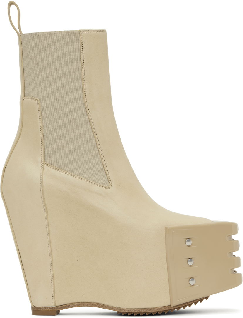 Oblačila Rick Owens Rick Owens Hollywood Grilled Wedge Beatle Chelsea Boots Bež | RP01E7848 LBHGR