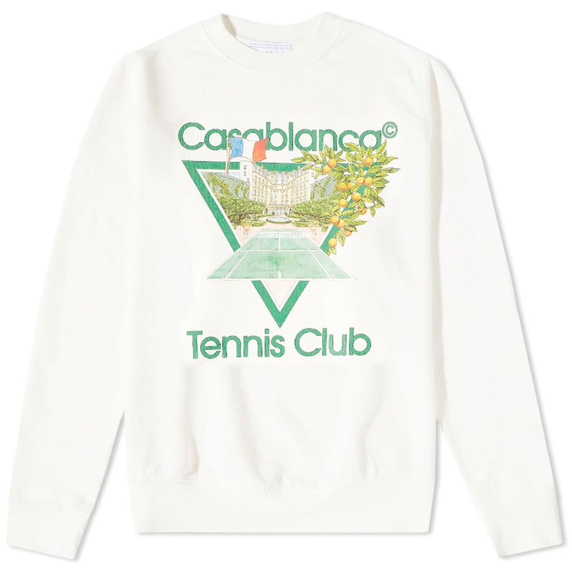 Pulover Casablanca Tennis Club Graphic Print Crewneck Sweatshirt Bela | MF22-JTP-001-06