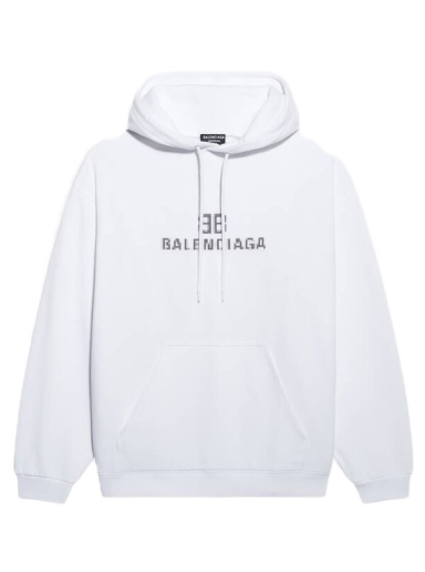 Pulover Balenciaga BB Pixel Medium Fit Hoodie Bela | 600583TKVI89040