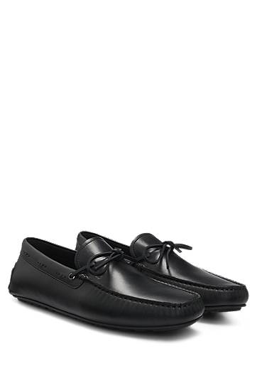 Oblačila in dodatki BOSS Leather Moccasins with Driver Sole Črna | 50541771
