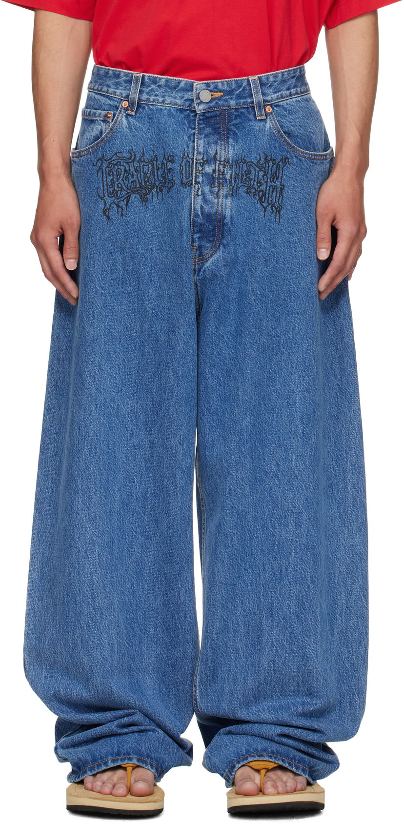 Kavbojke VETEMENTS Vetements Cradle of Filth Baggy Jeans Modra | UH76DP150LB2