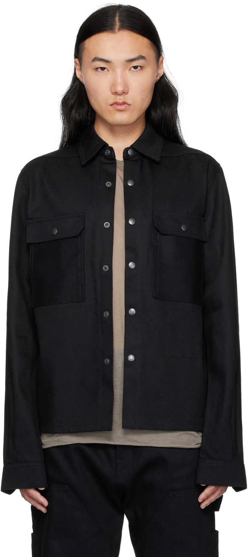 Srajce Rick Owens DRKSHDW Hollywood Cropped Denim Shirt Črna | DL01E6299 BLKJP