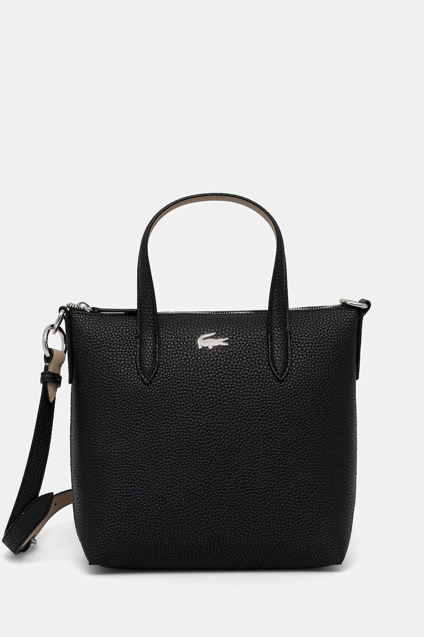 Tote bag Lacoste Pebbled Mini Tote Bag with Shoulder Strap Črna | NF5126AA