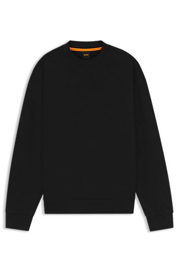 Pulover BOSS Oversized Cotton Blend Sweatshirt Črna | 50543467