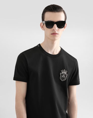 Majica Dolce & Gabbana Cotton T-Shirt With Patch Črna | G8PV1ZG7O4CN0000, 3