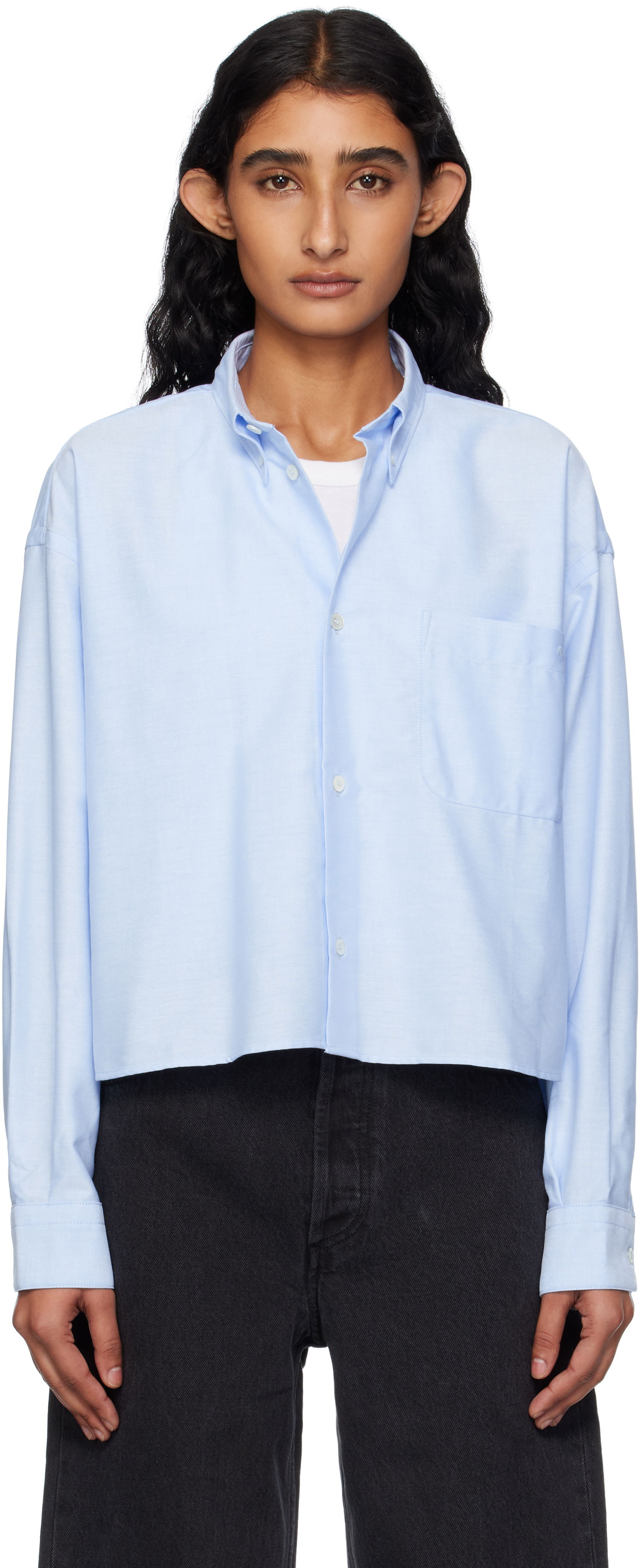 Srajce A.P.C. A.P.C. Sophia Cropped Oxford Shirt Modra | COECK-F12632, 0