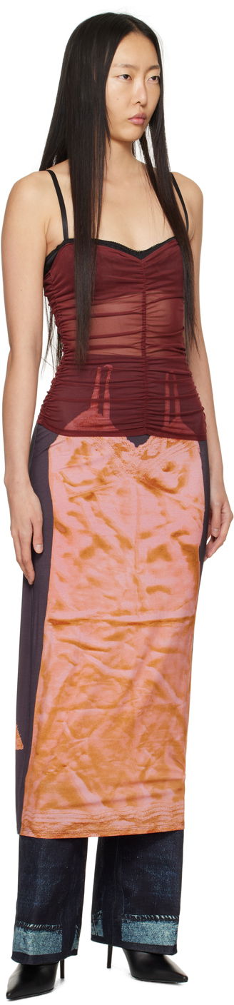 Majica brez rokavov Miaou Miaou Renzo Ruched Mesh Tank Top Rdeča | 7064PM1RUS, 3