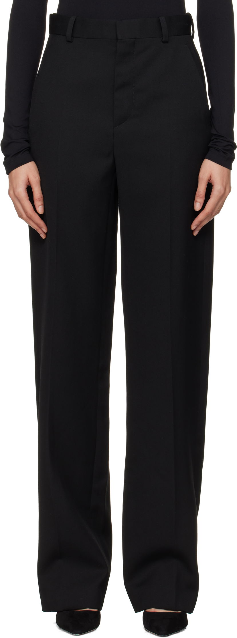 Hlače WARDROBE.NYC Straight Leg Trousers Črna | W2214F24WO