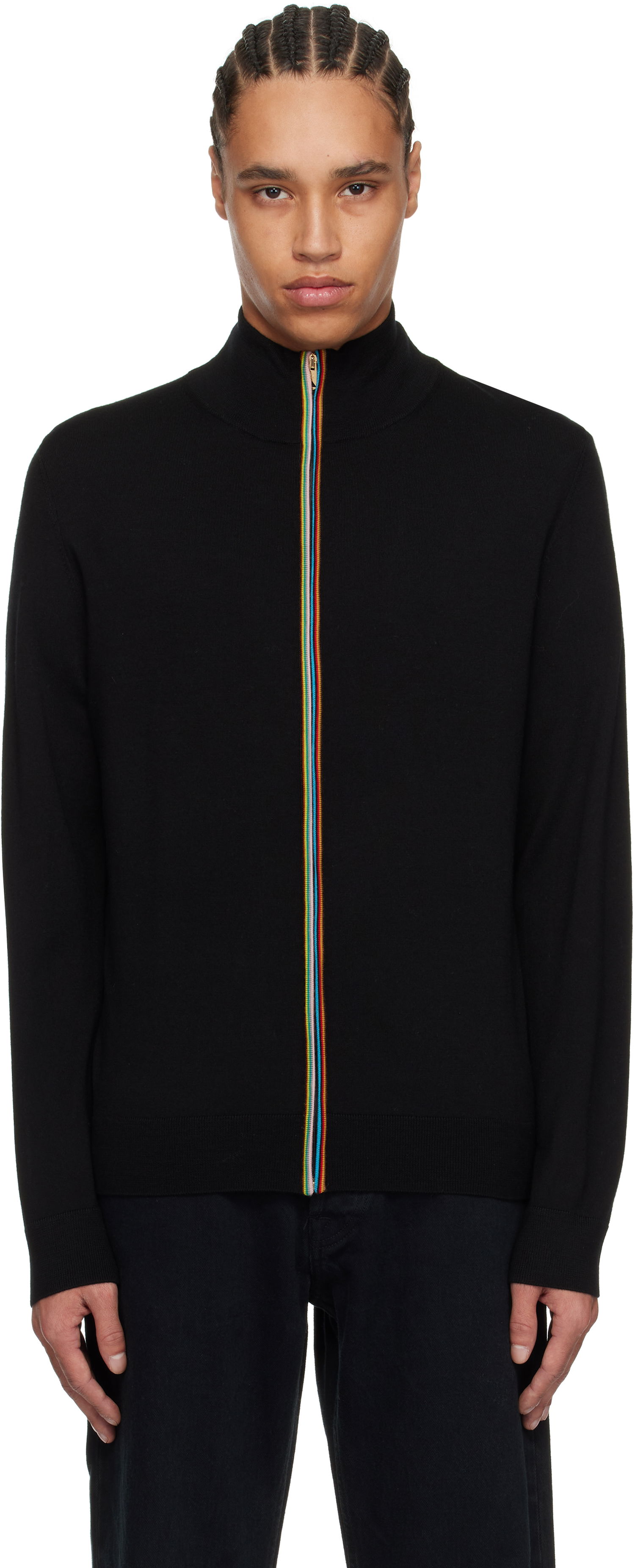 Pleteni pulover Paul Smith Paul Smith Signature Striped Zip Cardigan Črna | M1R-248Z-P02094-79, 0