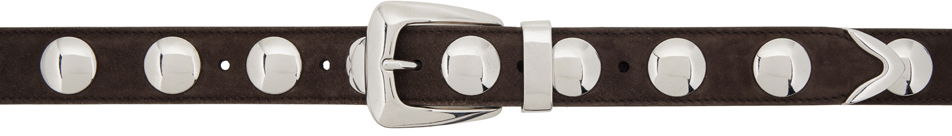 Pasovi Khaite 'The Benny' Suede Belt with Silver-Tone Hardware Rjava | 10014-726, 0