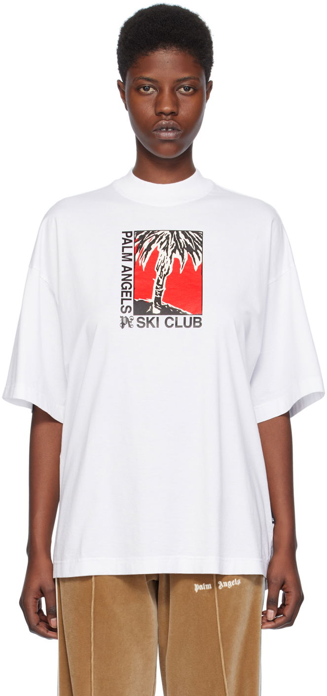Majica Palm Angels 'Ski Club' T-Shirt Bela | PWAA017R24JER0020110