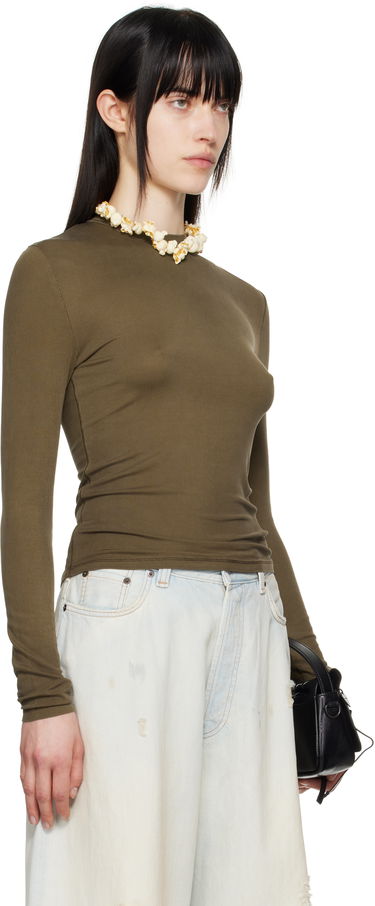 Kapa Acne Studios Acne Studios Long Sleeve Fitted T-Shirt Zelena | AL0438-, 4