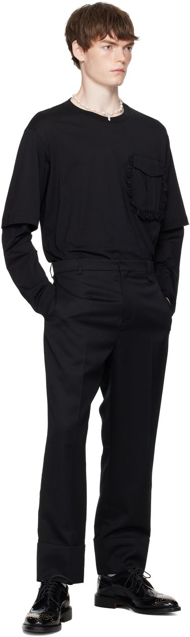 Hlače Simone Rocha Simone Rocha Cuffed Straight Leg Trousers Črna | 4175 1217, 3