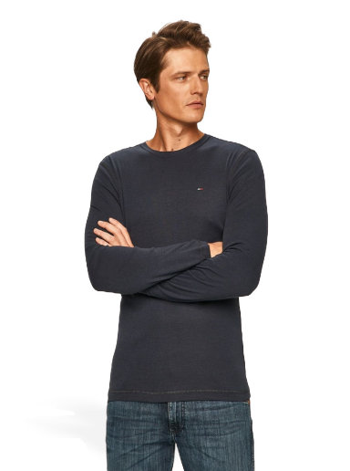 Majica Tommy Hilfiger Ribbed T-Shirt Mornarica | DM0DM04409