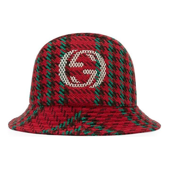 Klobuk Gucci Gucci Houndstooth Wool Bucket Hat With Interlocking G Rdeča | 640876-4HABN-8200