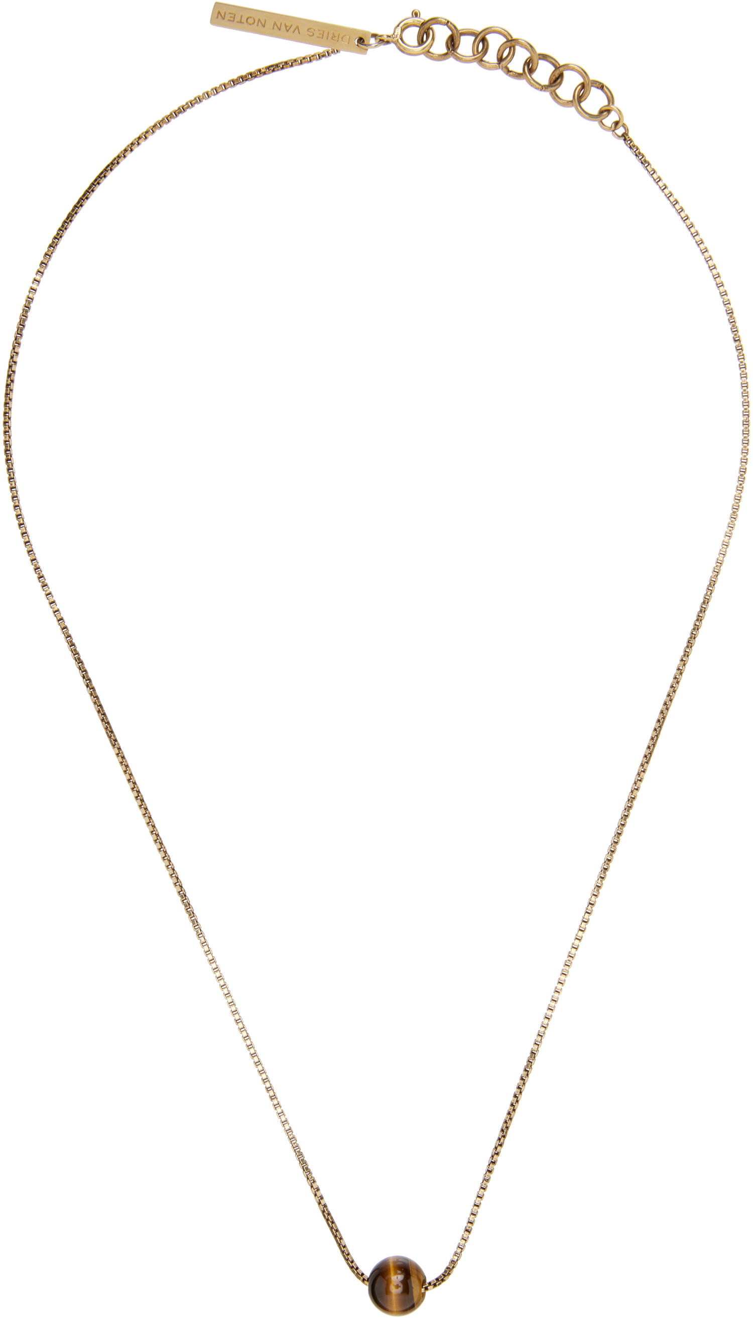 Ogrlica Dries Van Noten Box Chain Necklace with Round Stone Pendant Večbarvna | 252-028218-092, 0