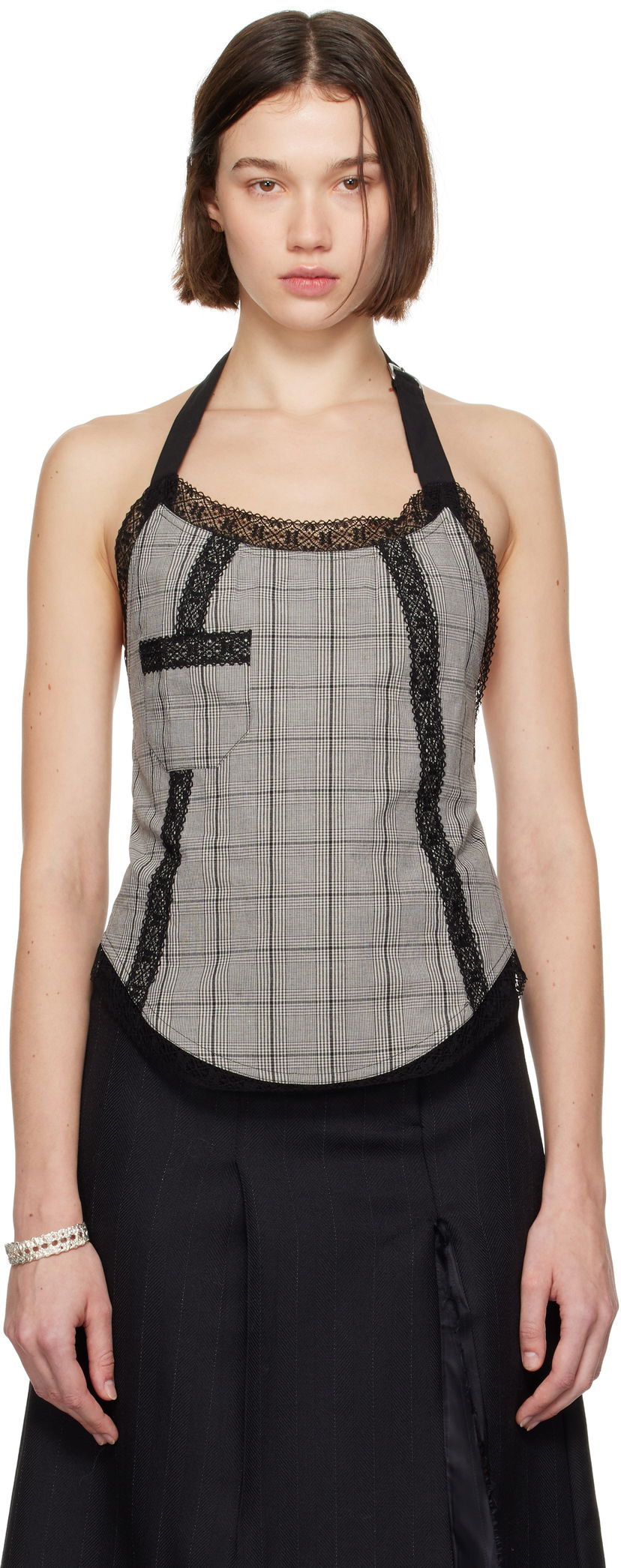 Majica brez rokavov OUR LEGACY Our Legacy Plaid Halter Top Siva | W4244PV