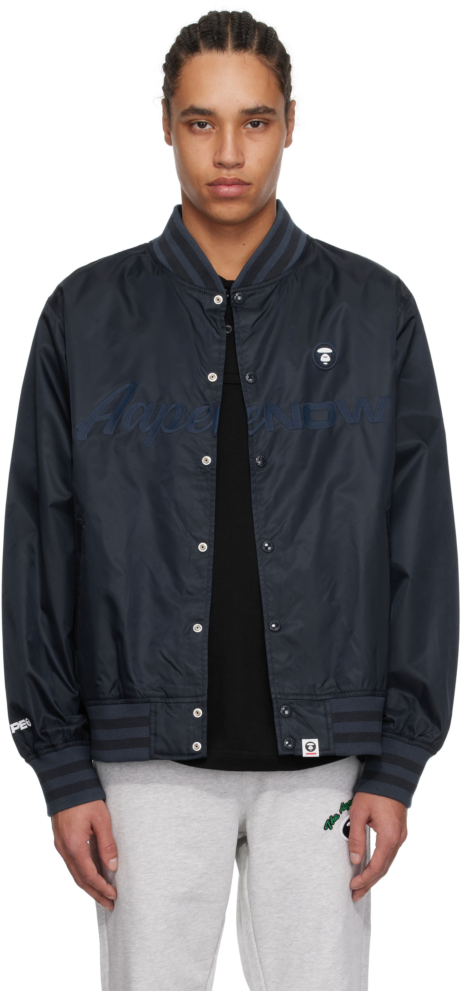 Bomber jakna AAPE by A Bathing Ape AAPE by A Bathing Ape 'AAPE Now' Varsity Bomber Jacket Mornarica | AAPLJM7702XXNNYD, 0