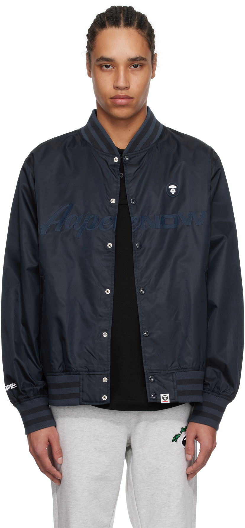 Bomber jakna AAPE by A Bathing Ape AAPE by A Bathing Ape 'AAPE Now' Varsity Bomber Jacket Mornarica | AAPLJM7702XXNNYD