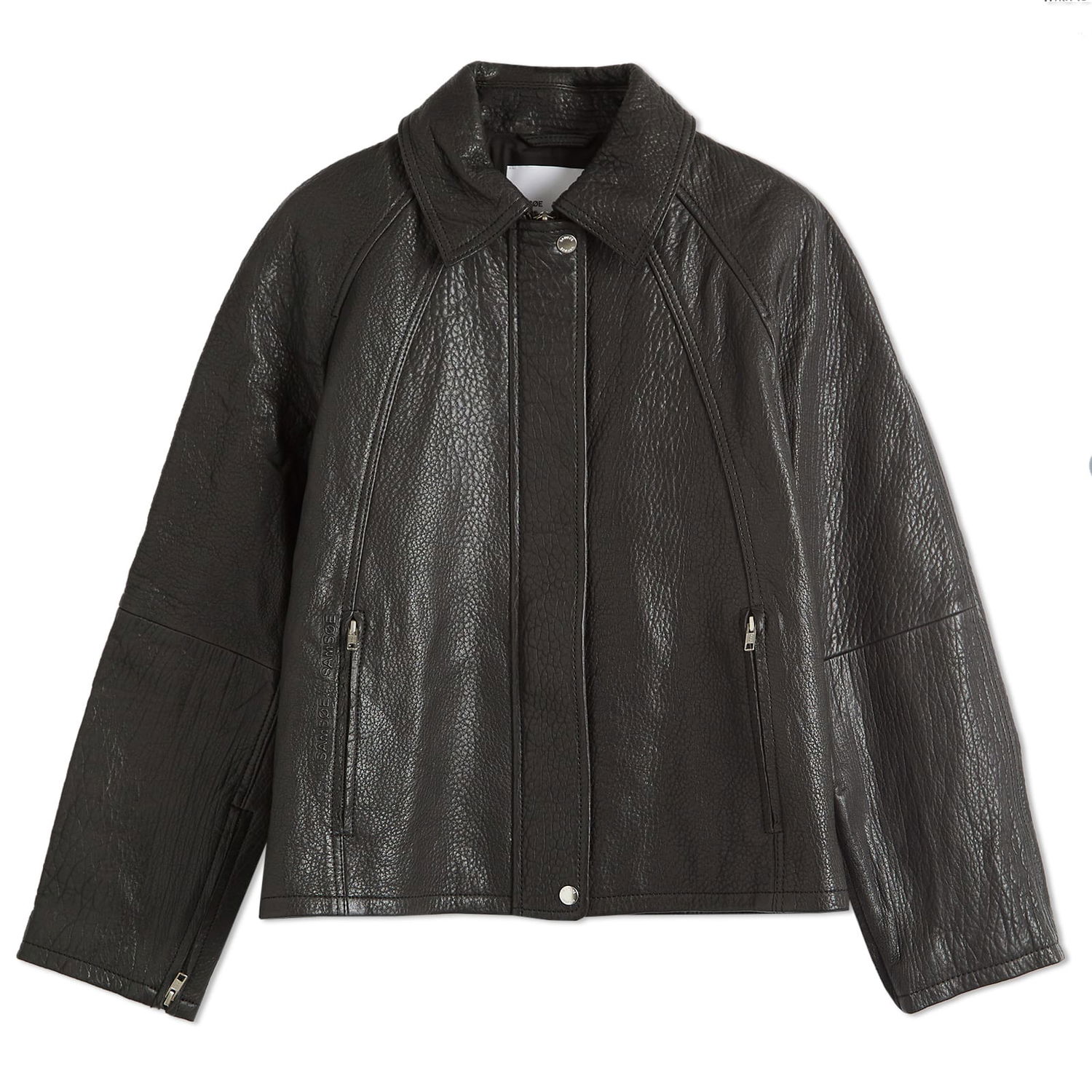 Jakna Samsoe Samsoe Samsøe Samsøe Sanok Leather Jacket Črna | F24400104, 0