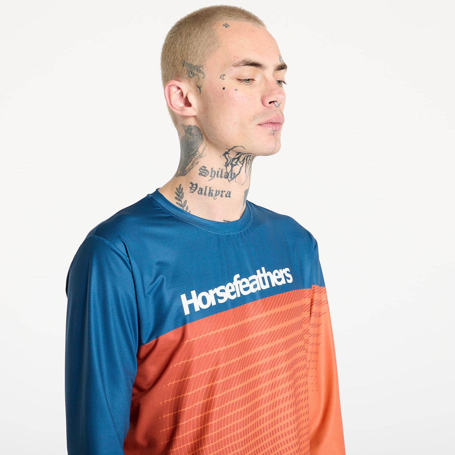 Dres Horsefeathers Horsefeathers Quantum Long Sleeve Bike Jersey Modra | TM069C, 1