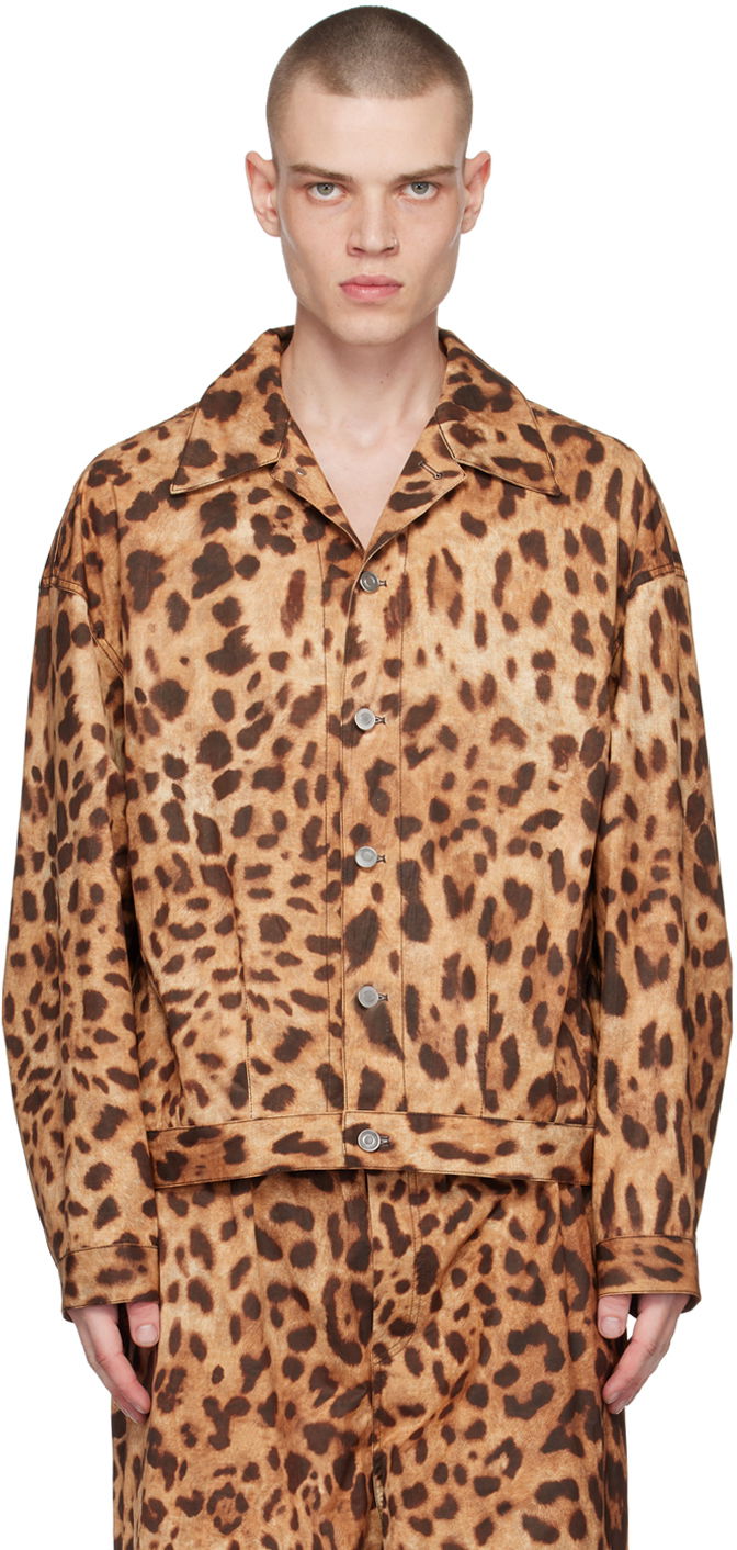 Jakna We11done We11done Allover Print Jacket Rjava | WD-JK1-23-245-U-BR