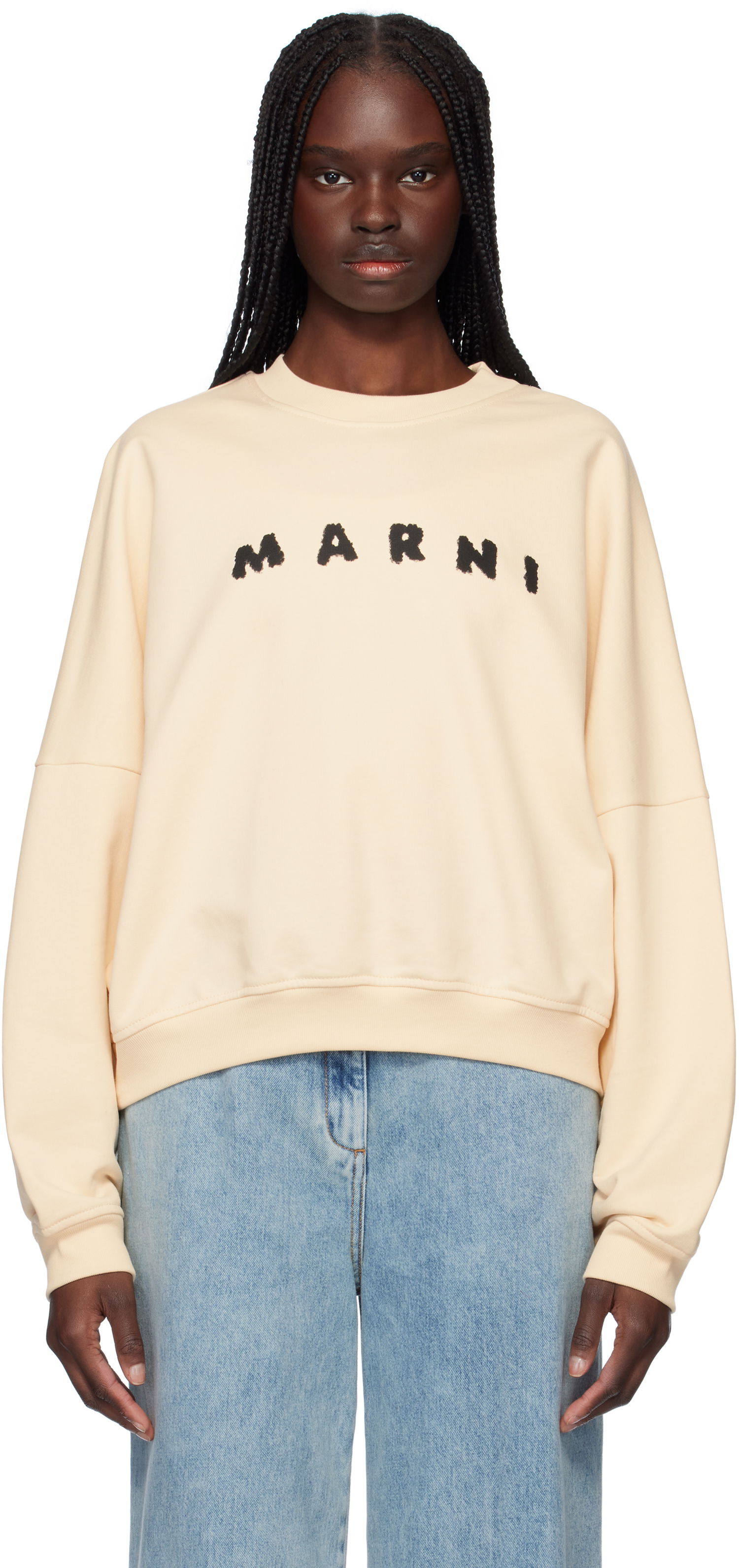 Pulover Marni Marni Crewneck Sweatshirt Bež | FLJE0185P7 USCX43, 0