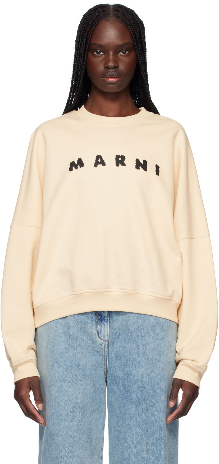 Pulover Marni Marni Crewneck Sweatshirt Bež | FLJE0185P7 USCX43