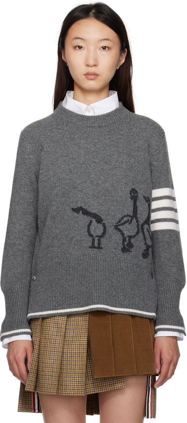 Pleteni pulover Thom Browne Thom Browne Merino Wool Geese Intarsia Sweater Siva | FKA499A-Y1029, 0