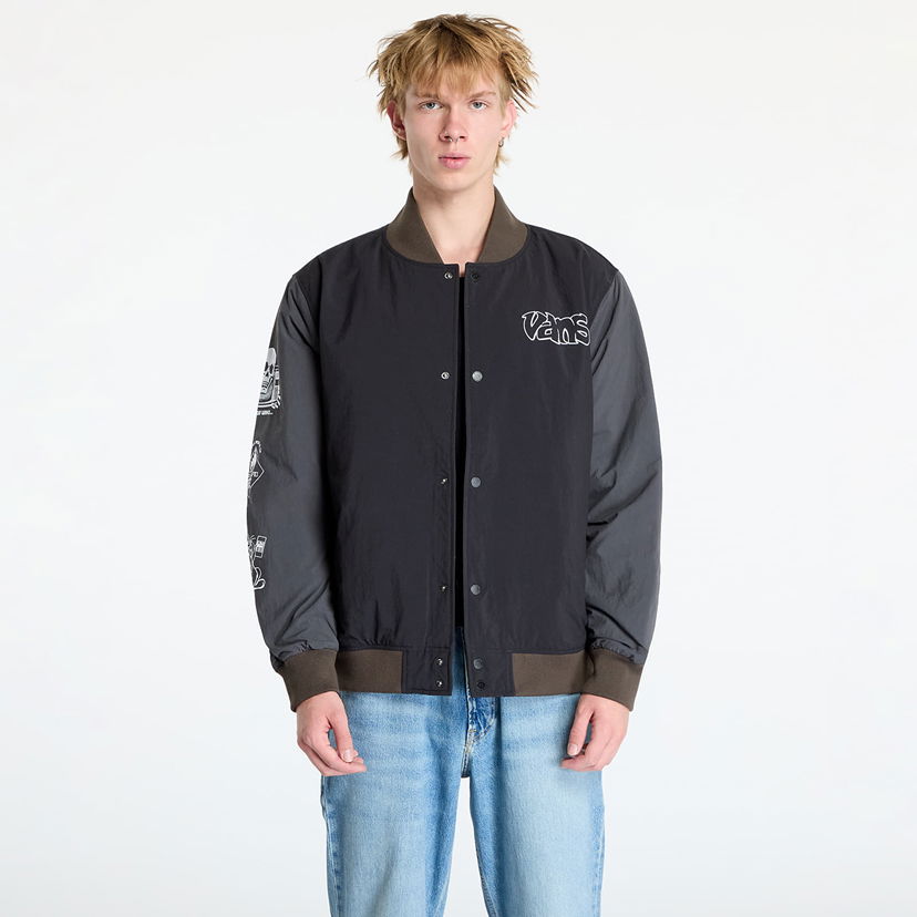 Bomber jakna Vans Crazy Eddy Baseball Jacket Črna | VN000JY1KOU1