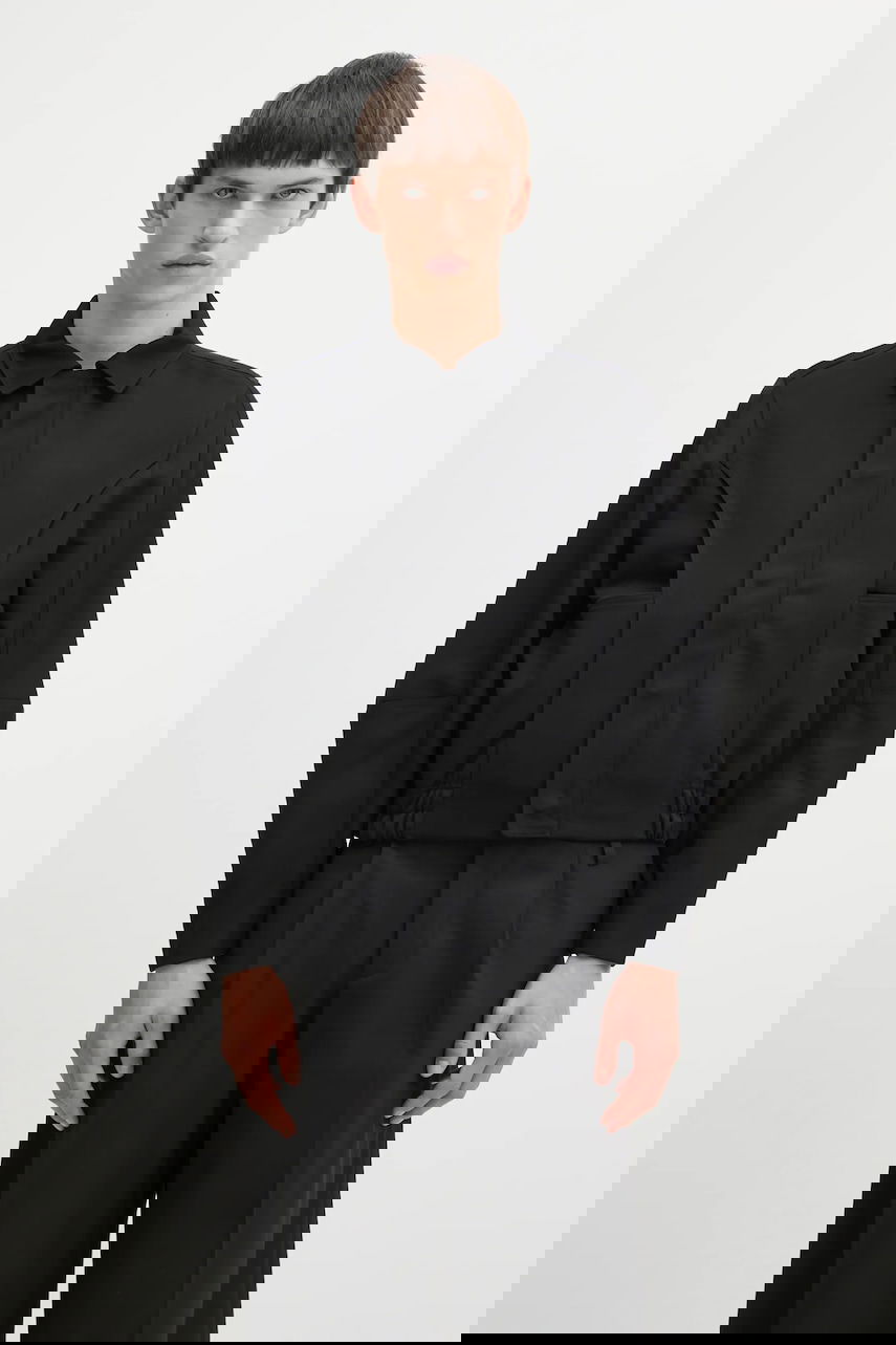 Jakna ADER ERROR Collared Cropped Jacket with Wool Blend and Elasticated Hem Črna | BO01FWJK0106BK, 0