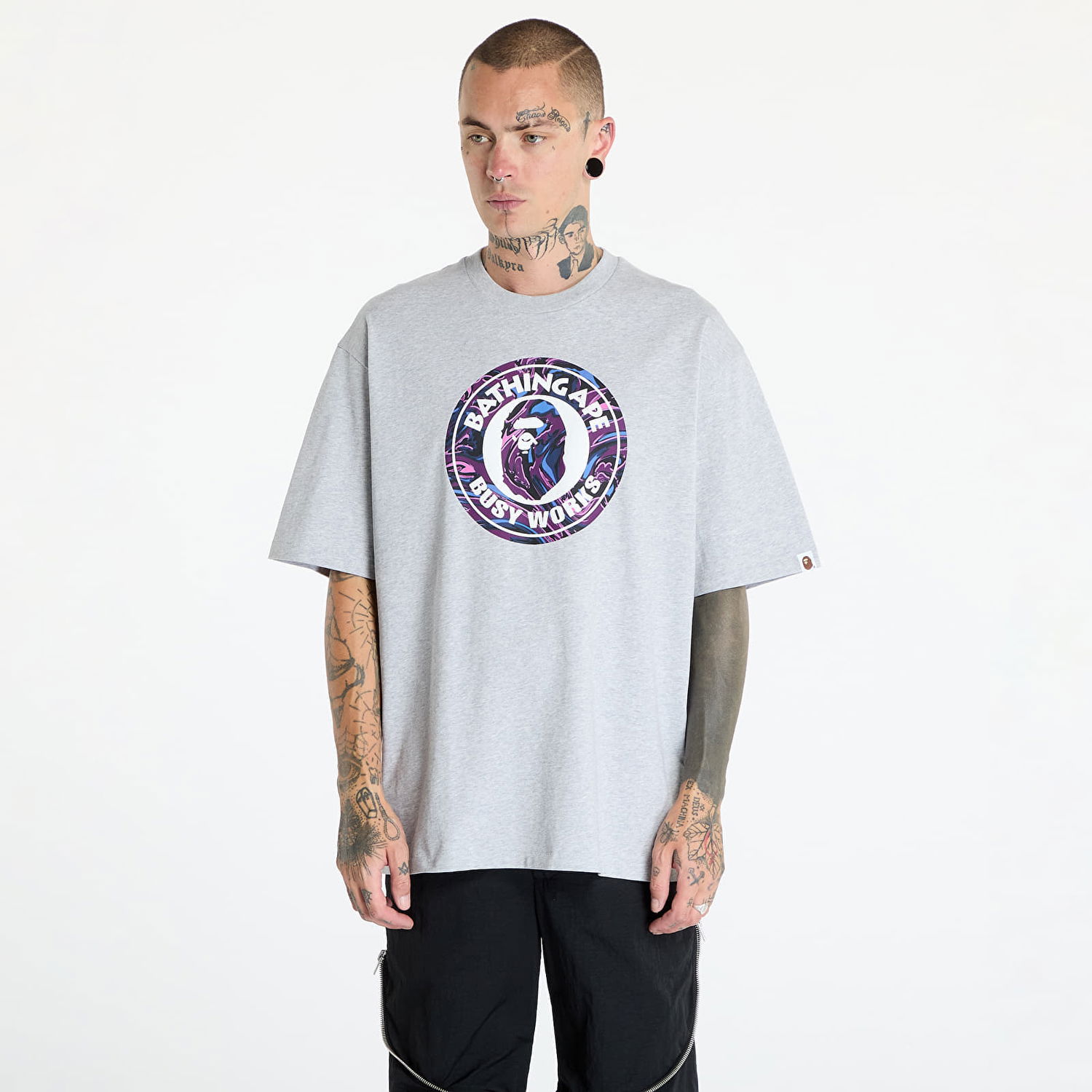 Majica BAPE A BATHING APE Marbling Camo Busy Works Relaxed Fit Tee Gray Siva | 001TEK801324M GRA, 0