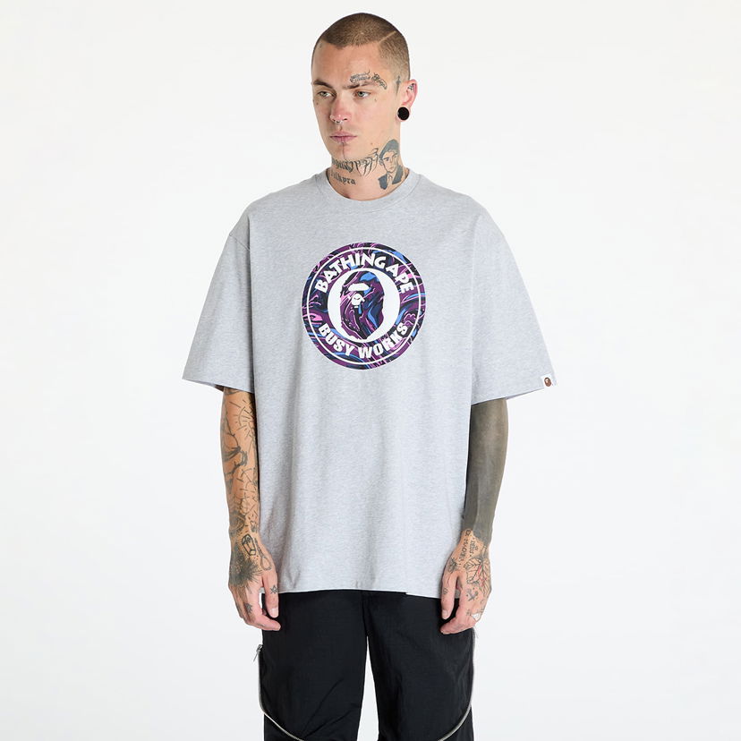 Majica BAPE A BATHING APE Marbling Camo Busy Works Relaxed Fit Tee Gray Siva | 001TEK801324M GRA