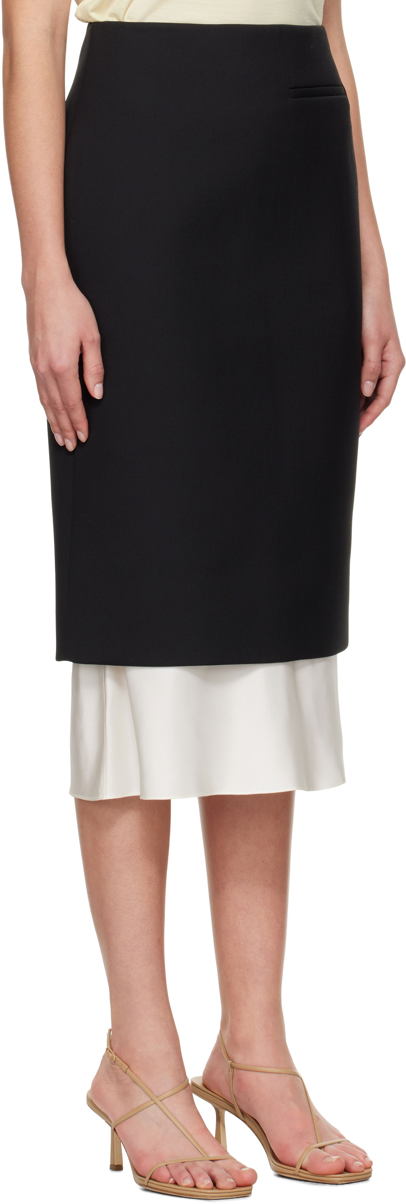 Krila Róhe Róhe Contrast Pencil Midi Skirt Črna | 414-32-049, 1
