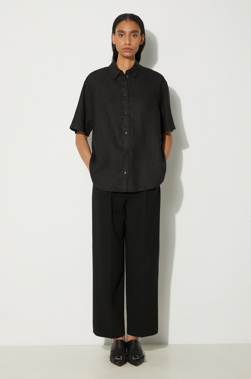 Srajce Samsoe Samsoe Samsoe Samsoe Salarika Relaxed Linen Shirt Črna | F24200081, 1