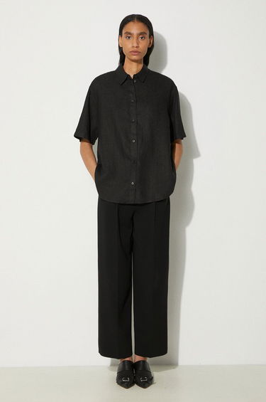Srajce Samsoe Samsoe Samsoe Samsoe Salarika Relaxed Linen Shirt Črna | F24200081, 1
