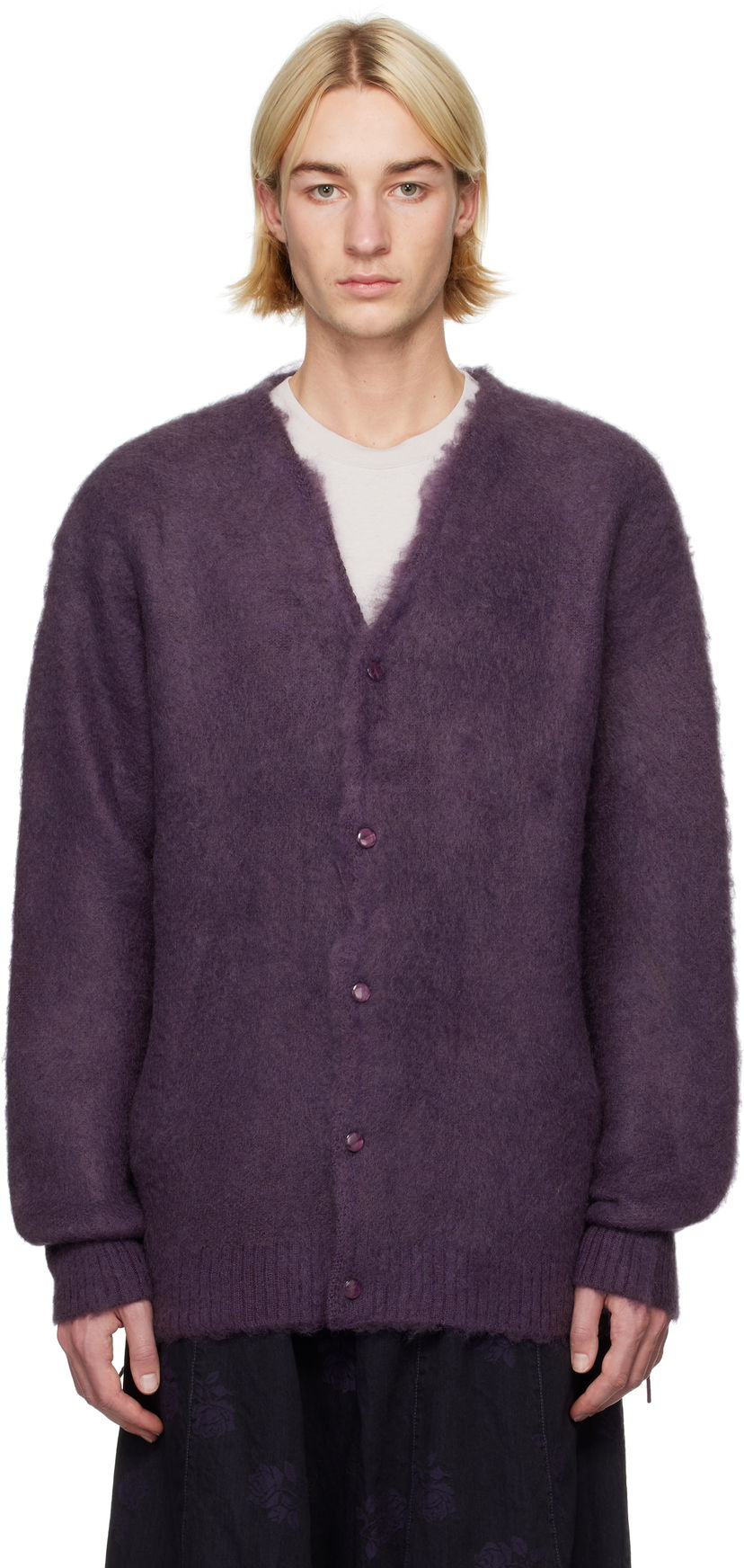 Pleteni pulover Needles Mohair Cardigan Lila | PU314