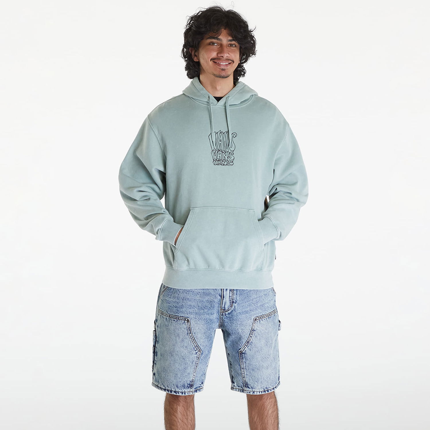 Pulover Vans Crash Stack Loose Pullover Hoodie Green Zelena | VN000GE6CJL1, 0