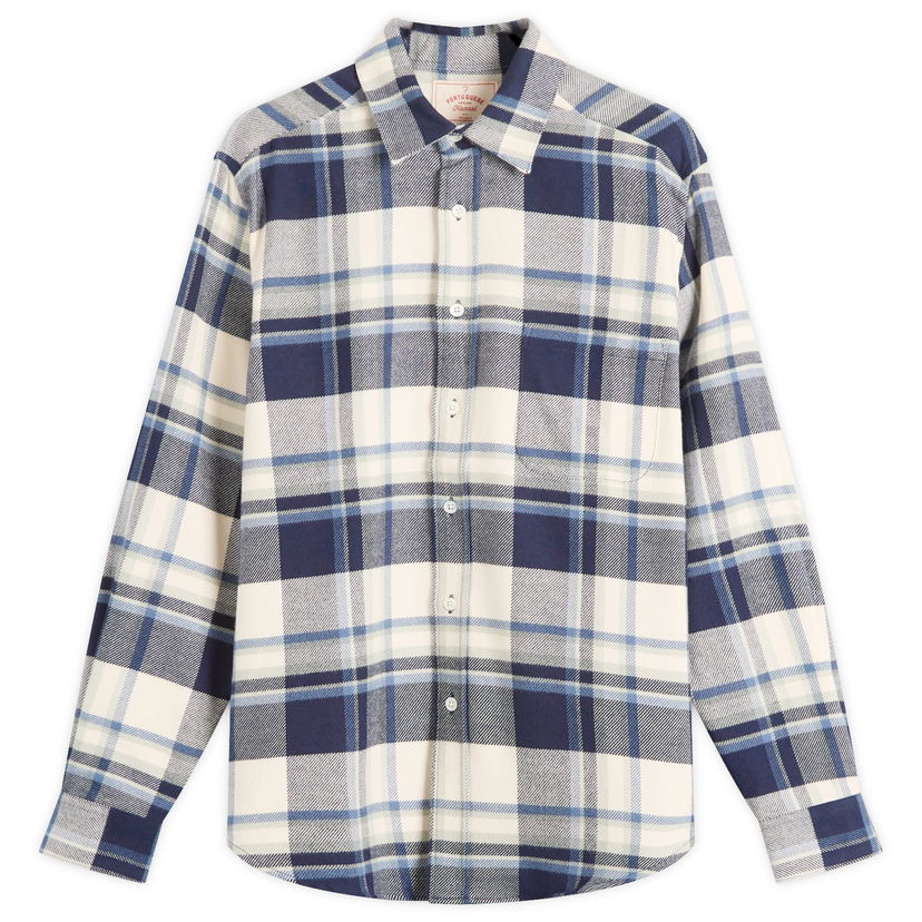 Srajce Portuguese Flannel Portuguese Flannel Men's Beck Check Flannel Shirt, S Modra | AW25010-NBW