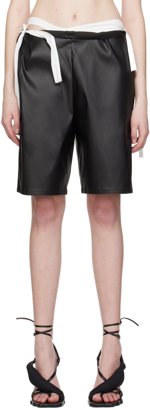 Kratke hlače Ottolinger Ottolinger Drape Faux-Leather Shorts Črna | 404501