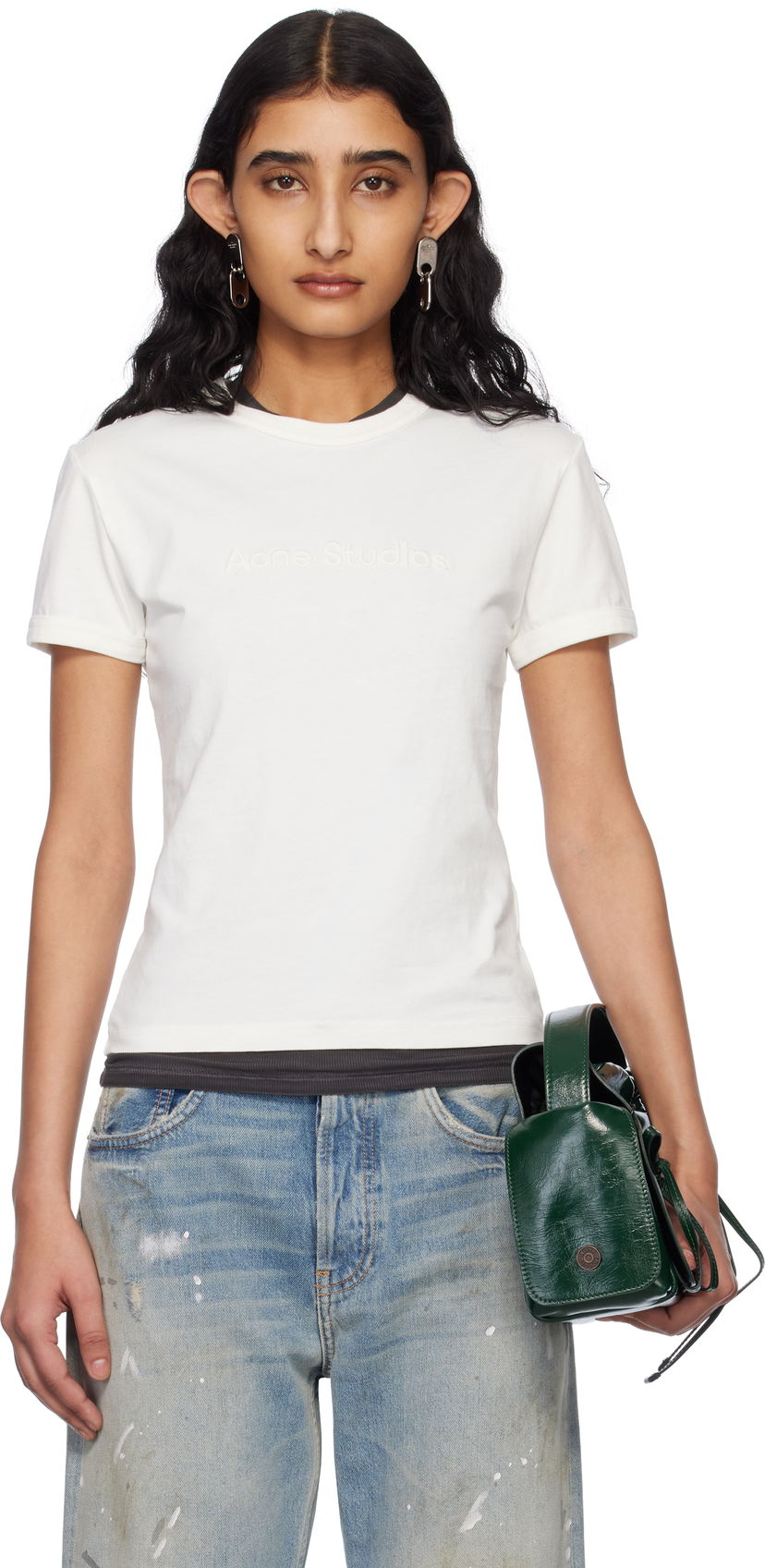 Majica Acne Studios Acne Studios Fitted Logo T-Shirt Bela | AL0469-