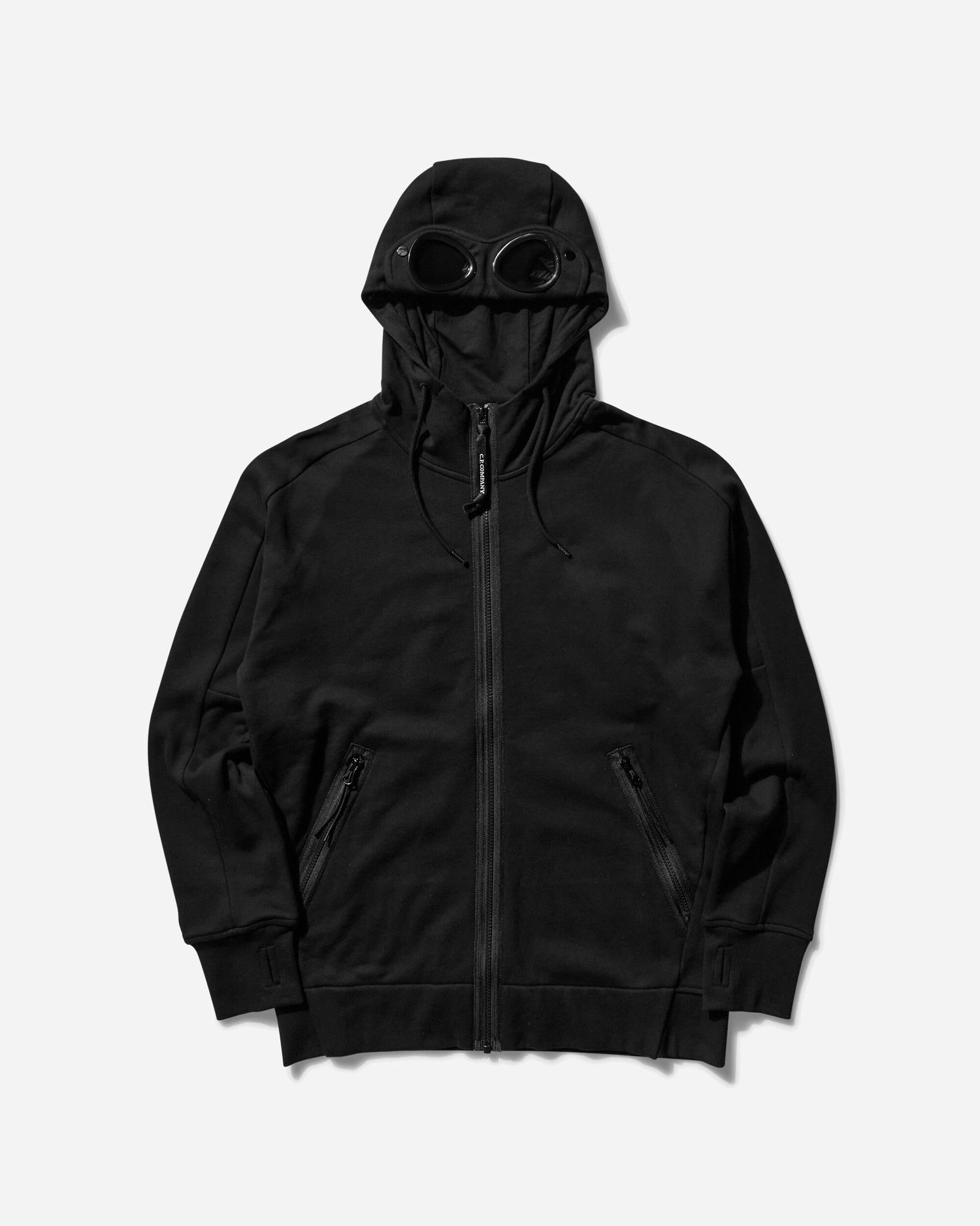 Pulover C.P. Company Diagonal Raised Fleece Goggle Hoodie Črna | 18CMSS028A-005086W 999, 1